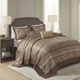 5 Piece Reversible Jacquard Bedspread Set