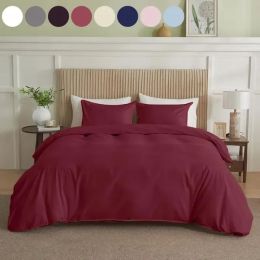 Serta Simply Clean Solid Duvet Cover King (Option: Red-King)