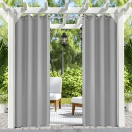 50inchx 120inch Outdoor Waterproof Grommets Window Curtains For Front Porch ,Gray (Option: 50 x 120)