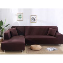 Solid Corner Sofa Covers Couch Slipcovers Elastica Material Sofa Skin Protector Cover Sofa Armchair (Option: 24-Three seat)