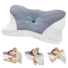 Cervical Neck Pillow, Cooling Ergonomic Memory Foam Pillows  Dual Height Orthopedic Support Contour Pillow For Side (Option: KDark Grey 2pcs)