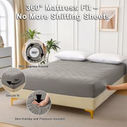 Diamond Grid Ultrasonic Waterproof Mattress Protector (Option: Gray-F)