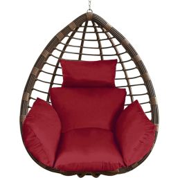 1Pc Egg Chair Cushion Hanging Basket Seat Cushion Thicken Soft Egg Swing Chair Pad Hanging Egg Chair Cushion With Headrest (Option: Wine Red)
