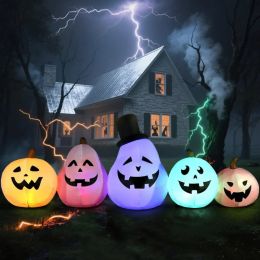 12FT Halloween Inflatables Decoration Giant Ghost With 3-Colored Flame Rotation LED Light Spooky Halloween Decorations Outdoor Blow Up Yard Decor (Option: WhitePumpkin)