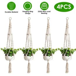 2Pcs Plant Hanger Flowerpot Net Bag 40in Cotton Rope Plant Hangers 4Legs Plant Hanger (Option: 4Pcs)