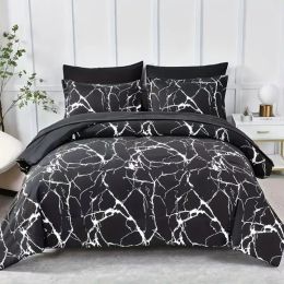 Black Marble Pattern Bed Set (Option: Twin)