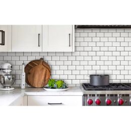 10pcs, Marble Peel And Stick Backsplash Tiles For Kitchen Walls Bathroom Countertops, 12 Inch*12 Inch, Adhesive Glazed Ceramic Surface,rproof, He (Option: 1)