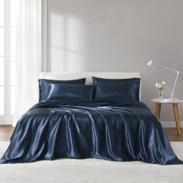 Satin Luxury Sheet Set King (Color: as Pic)