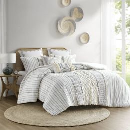 Cotton Printed Comforter Set with Chenille (Color: as Pic)