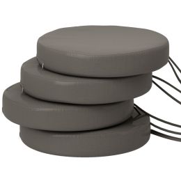 Patio Chair Cushions Set Of 4 Round Seat Cushions For Dining Bistro Chairs Machine Washable, 15 X 15 X 3, Dark Gray (Option: Dark Gray)