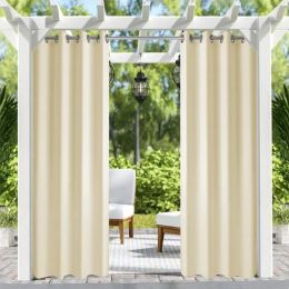 Outdoor Patio Curtain Grommets 50x10inch Ivory (Option: 50 in. W x 106 in. L)