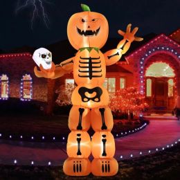 12FT Halloween Inflatables Decoration Giant Ghost With 3-Colored Flame Rotation LED Light Spooky Halloween Decorations Outdoor Blow Up Yard Decor (Option: PumpkinMan)